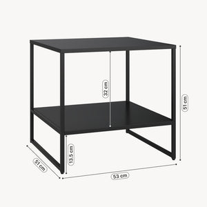 Tavolino laterale Salsnes 53x51x51 cm con ripiano Acciaio Nero [en.casa]