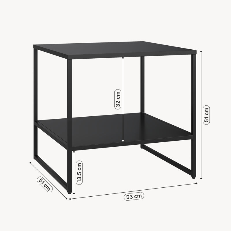 Schizzo in scala Tavolino Salsnes in Acciaio con Ripiano 53 x 51 x 51 cm - Nero [en.casa] 