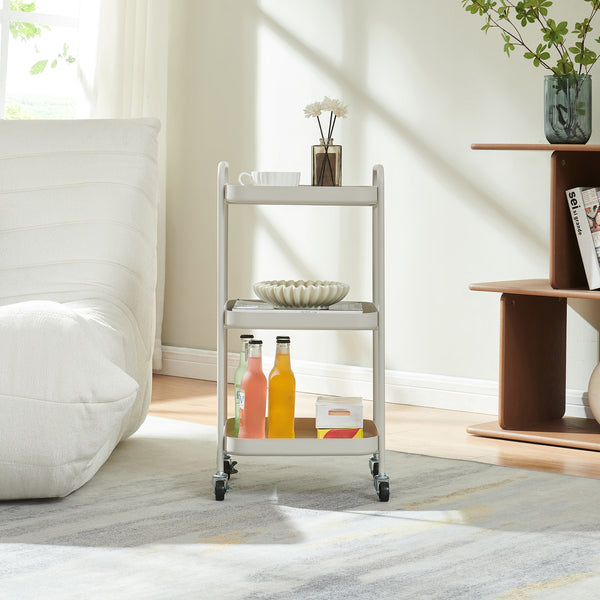 Carrello di Servizio Kelevn Portatutto a 3 Ripiani e Rotelle 67 x 33 x 31 cm in Acciaio - Grigio [en.casa]