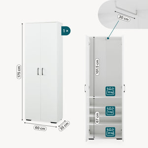 Armadio Chalvefted 175x60x35 cm Bianco [en.casa]