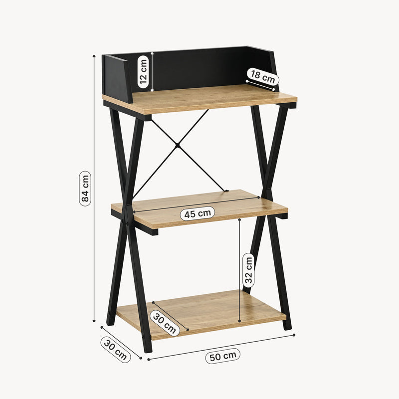 Schizzo in scala Libreria a colonna Kappespoo 84x50x30 cm Nero/effetto quercia [en.casa]