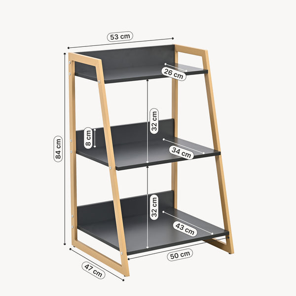 Scaffale a pioli Kuomi 84x53x47 cm Beige/Grigio scuro [en.casa]