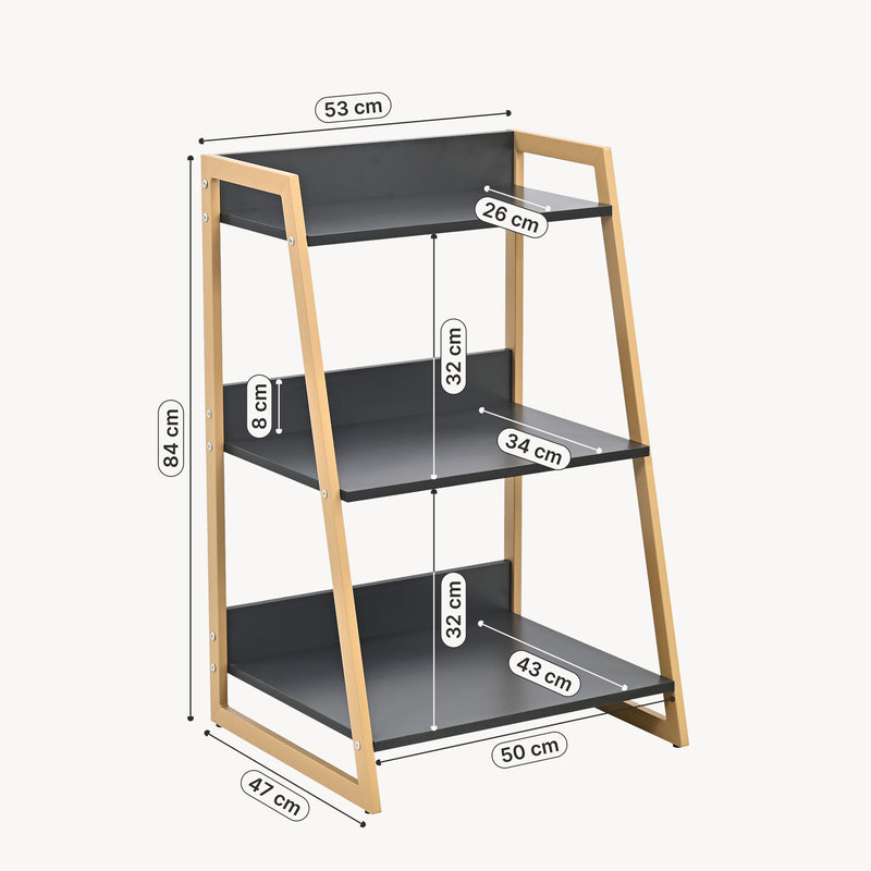 Schizzo in scala Scaffale a pioli Kuomi 84x53x47 cm Beige/Grigio scuro [en.casa]