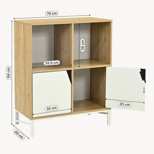 Comò Kerrköndam 94x76x40 cm effetto quercia/bianco [en.casa]