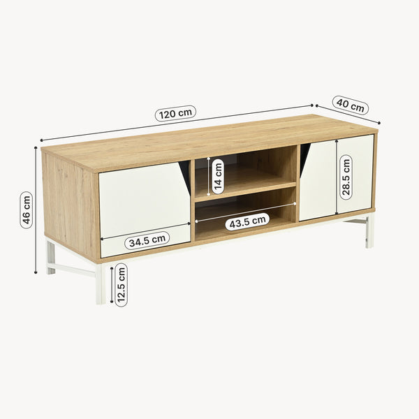 Mobile TV Kerrköndam 120x40x46 cm effetto quercia/bianco [en.casa]