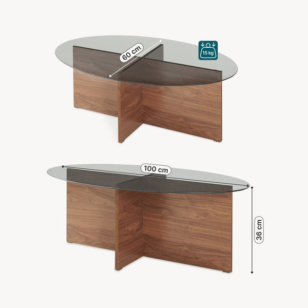 Tavolino Viroya 100x60x36 cm effetto noce/grigio [en.casa]