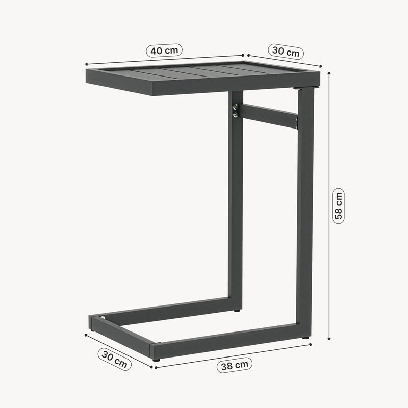 Schizzo in scala Tavolino da Giardino Gaby a Forma di C in Acciaio 58 x 40 x 30 cm - Grigio Antracite casa.pro