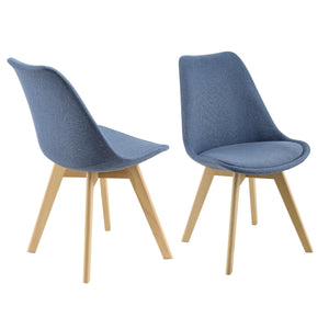 Set di 2 Sedie Sala da Pranzo/Salotto con Gambe in Legno di Faggio 2 Sedie in Plastica Rivestite in Tessuto - Vari Colori