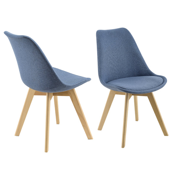 Set di 2 Sedie Sala da Pranzo/Salotto con Gambe in Legno di Faggio 2 Sedie in Plastica Rivestite in Tessuto - Vari Colori