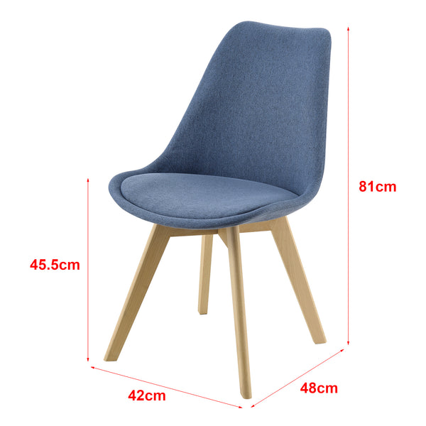 Set di 2 Sedie Sala da Pranzo/Salotto con Gambe in Legno di Faggio 2 Sedie in Plastica Rivestite in Tessuto - Vari Colori