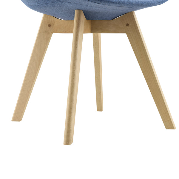 Set di 2 Sedie Sala da Pranzo/Salotto con Gambe in Legno di Faggio 2 Sedie in Plastica Rivestite in Tessuto - Vari Colori