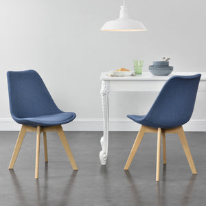 Set di 2 Sedie Sala da Pranzo/Salotto con Gambe in Legno di Faggio 2 Sedie in Plastica Rivestite in Tessuto - Vari Colori