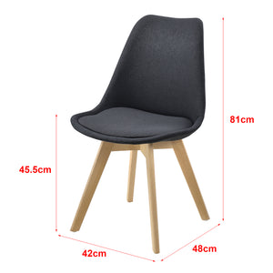 Set di 2 Sedie Sala da Pranzo/Salotto con Gambe in Legno di Faggio 2 Sedie in Plastica Rivestite in Tessuto - Vari Colori