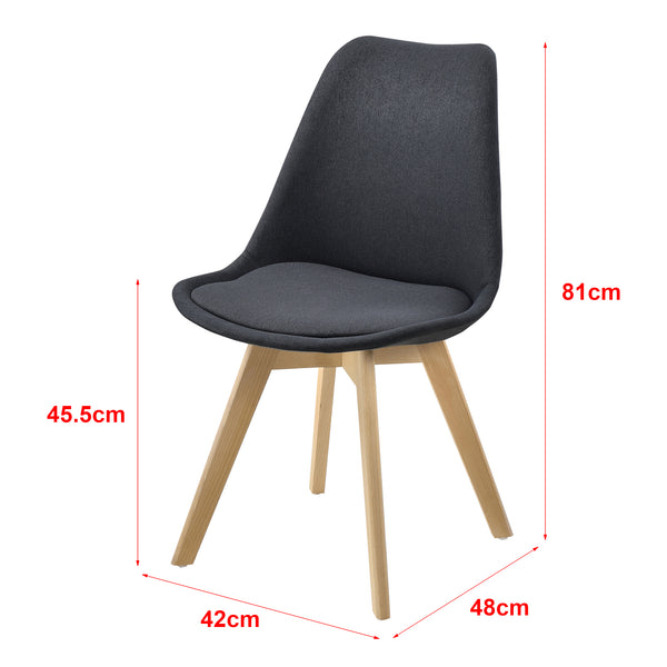 Set di 2 Sedie Sala da Pranzo/Salotto con Gambe in Legno di Faggio 2 Sedie in Plastica Rivestite in Tessuto - Vari Colori