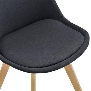 Set di 2 Sedie Sala da Pranzo/Salotto con Gambe in Legno di Faggio 2 Sedie in Plastica Rivestite in Tessuto - Vari Colori