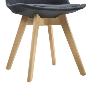 Set di 2 Sedie Sala da Pranzo/Salotto con Gambe in Legno di Faggio 2 Sedie in Plastica Rivestite in Tessuto - Vari Colori