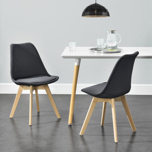 Set di 2 Sedie Sala da Pranzo/Salotto con Gambe in Legno di Faggio 2 Sedie in Plastica Rivestite in Tessuto - Vari Colori