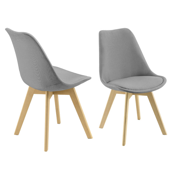Set di 2 Sedie Sala da Pranzo/Salotto con Gambe in Legno di Faggio 2 Sedie in Plastica Rivestite in Tessuto - Vari Colori