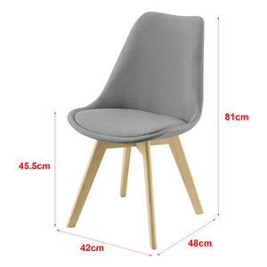 Set di 2 Sedie Sala da Pranzo/Salotto con Gambe in Legno di Faggio 2 Sedie in Plastica Rivestite in Tessuto - Vari Colori