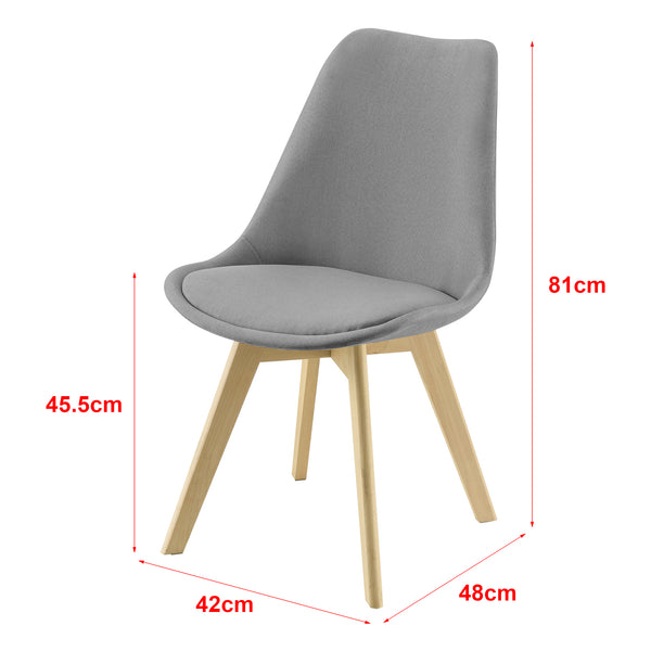 Set di 2 Sedie Sala da Pranzo/Salotto con Gambe in Legno di Faggio 2 Sedie in Plastica Rivestite in Tessuto - Vari Colori