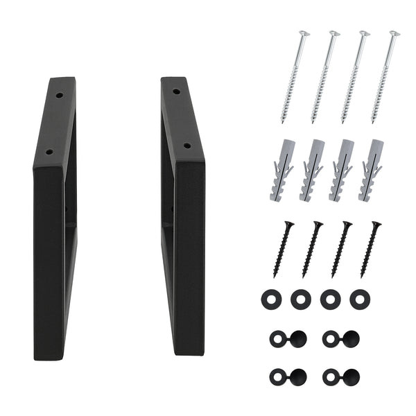 Set di 2 Supporti per Mobili Fai da Te Montaggio a Parete - (LaxA) Varie Misure - 2 Staffe in Acciaio per Mensole/Piani di Appoggio - Supporto Fino a 50 kg - Nero opaco