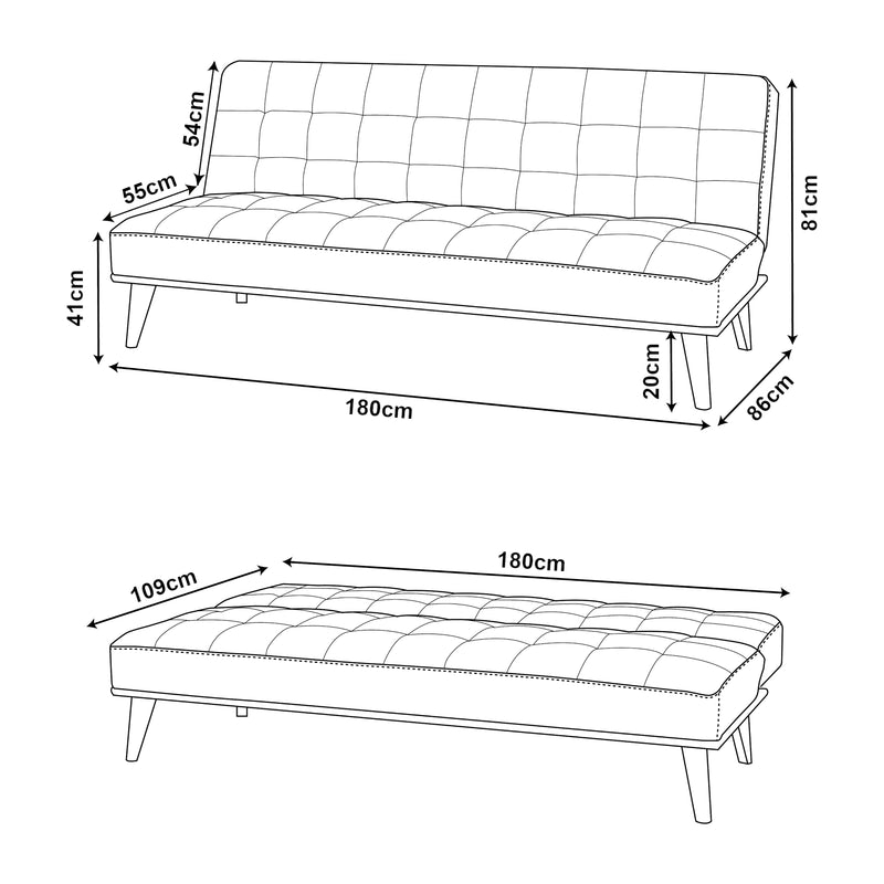 Schizzo in scala Divano letto Pukkila 180x86x81 cm Tessuto [en.casa]