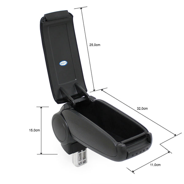 Bracciolo centrale Peugeot 206 CC con vano portaoggetti Tessuto Nero pro.tec