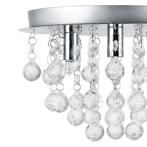 Plafoniera Rotonda Trio con 3 Fonti Luce e Cristalli Artificiali - Cromo/Argento lux.pro 