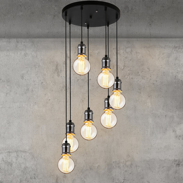 [lux.pro] Lampadario 7 fiamme con supporti in altezza differente [7 x E27 base] lunghezza 125cm