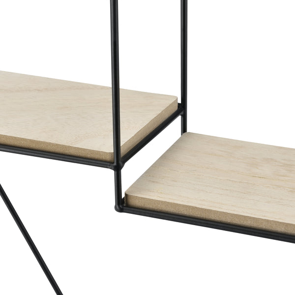 Mensola da parete Kaya 40x12x35 cm a nido d'ape con 3 ripiani Nero en.casa