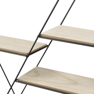 Mensola da parete Flint 62x12x53 cm a nido d'ape con 4 ripiani Nero en.casa