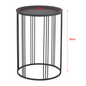 [en.casa] Set di 2 Tavolini da Salotto con Piano Tondo in 2 Misure Diverse Tavolini d'Appoggio in Metallo - Nero