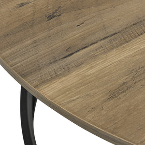 Tavolino da Salotto Dunedin con Piano Rotondo e Base Spirale - Effetto Legno / Nero [en.casa]