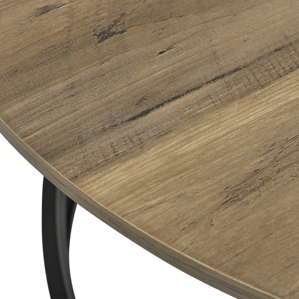 Tavolino da Salotto Dunedin con Piano Rotondo e Base Spirale - Effetto Legno / Nero [en.casa]