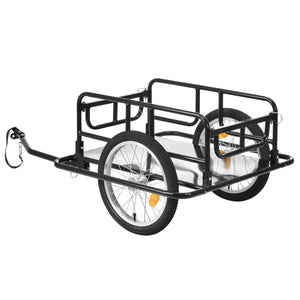 Rimorchio Cargo per Bicicletta 130 x 72 x 49 cm Carrello Trasporto per Bici con Telaio in Acciaio Carico Max. 40 kg - Nero