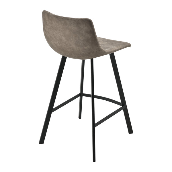 Set da 2 sgabelli da bar Edinburgh con gambe in metallo, rivestimento in similpelle scamosciata imbottito, grigio scuro en.casa