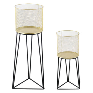 Portavaso Menen 2 pz. Nero-Oro en.casa