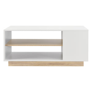 Tavolino Centrale Trelleborg da Salotto con Ripiano 100 x 60 x 46 cm - Bianco/Effetto Rovere [en.casa]