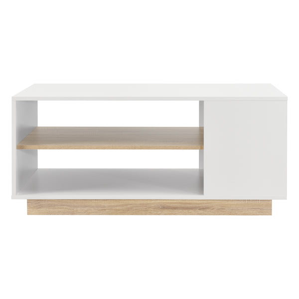 Tavolino Centrale Trelleborg da Salotto con Ripiano 100 x 60 x 46 cm - Bianco/Effetto Rovere [en.casa]