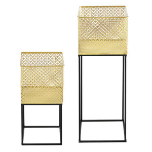 Porta piante Juprelle set da 2 oro-nero en.casa