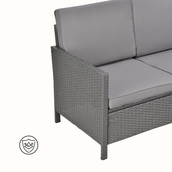 Set Mobili da Giardino Murcia in Polyrattan Tavolino Divano Pouf con Cuscini - Grigio [en.casa]