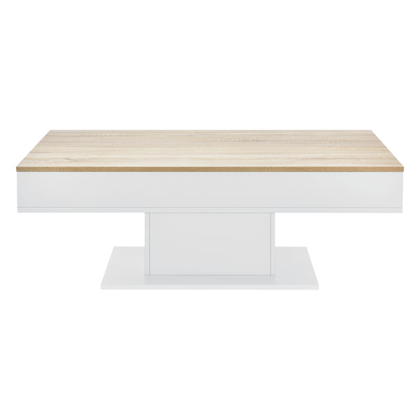 Tavolino da Salotto Lünen con Piano Scorrevole 40 x 110 x 60 cm Bianco / Effetto Rovere [en.casa] 