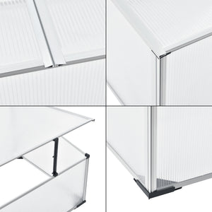 Mini Serra da Balcone/Terrazza per Piante Box Traslucido in Policarbonato 60 x 100 x 30/40 cm Protezione Piantine con Tettuccio Diviso e Apribile