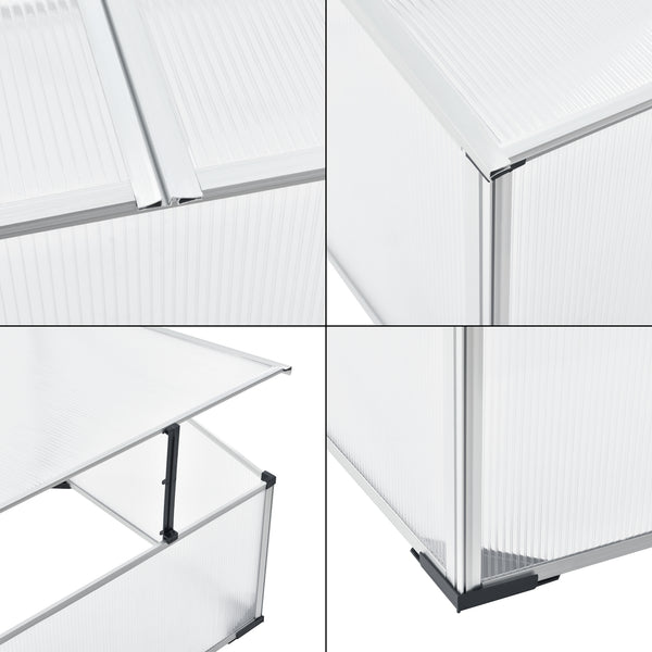 Mini Serra da Balcone/Terrazza per Piante Box Traslucido in Policarbonato 60 x 100 x 30/40 cm Protezione Piantine con Tettuccio Diviso e Apribile