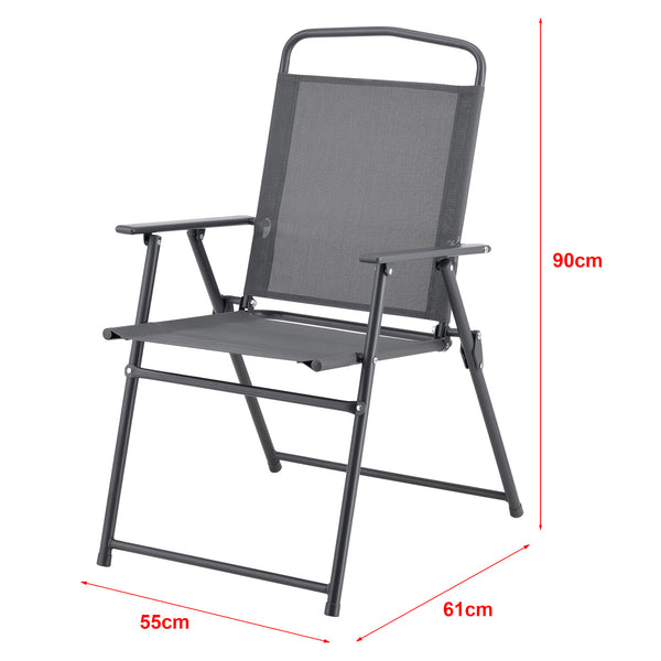 Set di mobili da giardino Milagro Sedie con tavolo 4 sedie e ombrellone Nero Grigio scuro en.casa