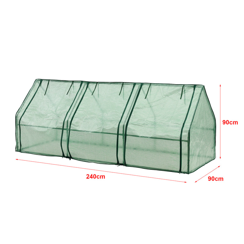 Schizzo in scala Mini Serra 'Höflein' da Balcone/Terrazza (LxPxA) 240 x 90 x 90 cm Copertura Reticolata Verde - Forma di Casetta [en.casa]
