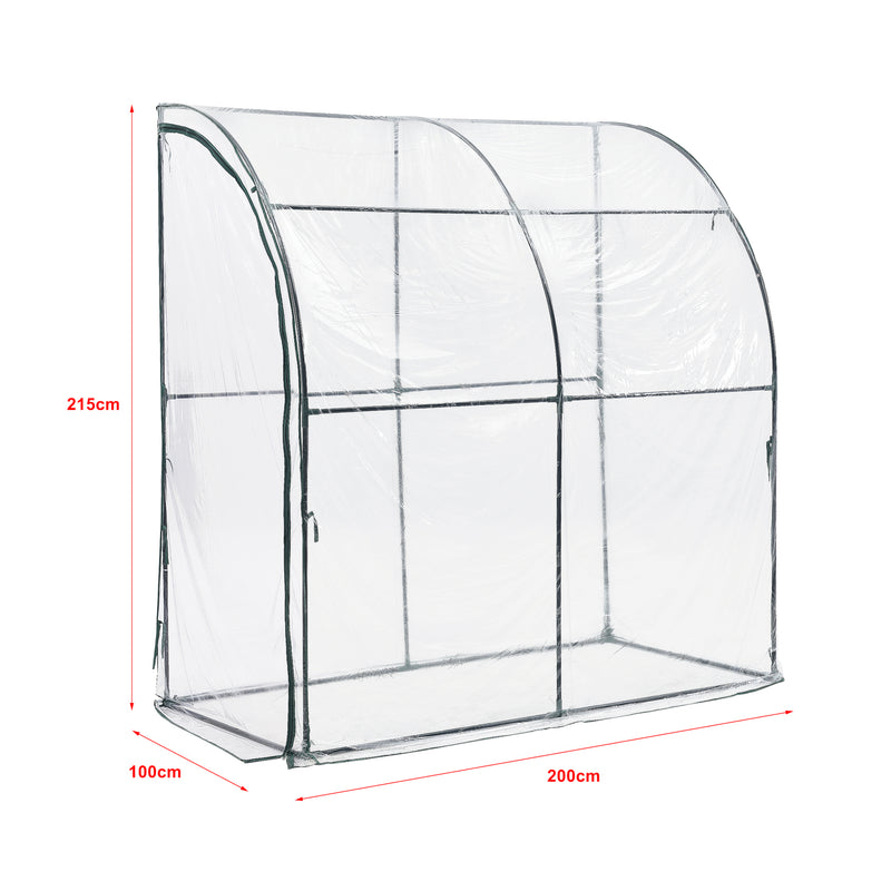 Schizzo in scala Serra da Giardino Juta Copertura in PVC Trasparente 200x100x215 cm [en.casa]