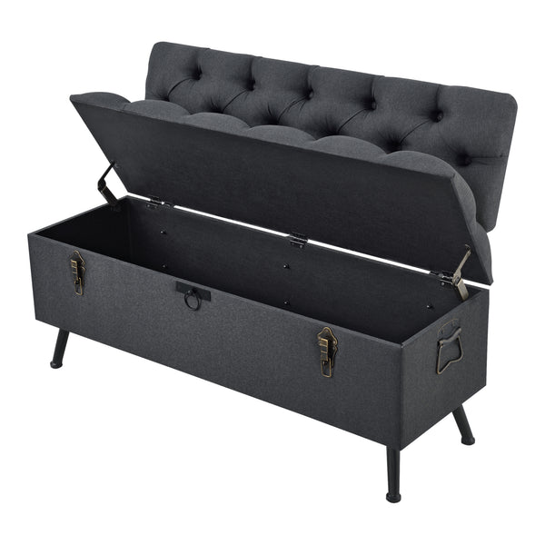 Cassapanca Malmöhus 110x48x75cm Grigio scuro [en.casa]