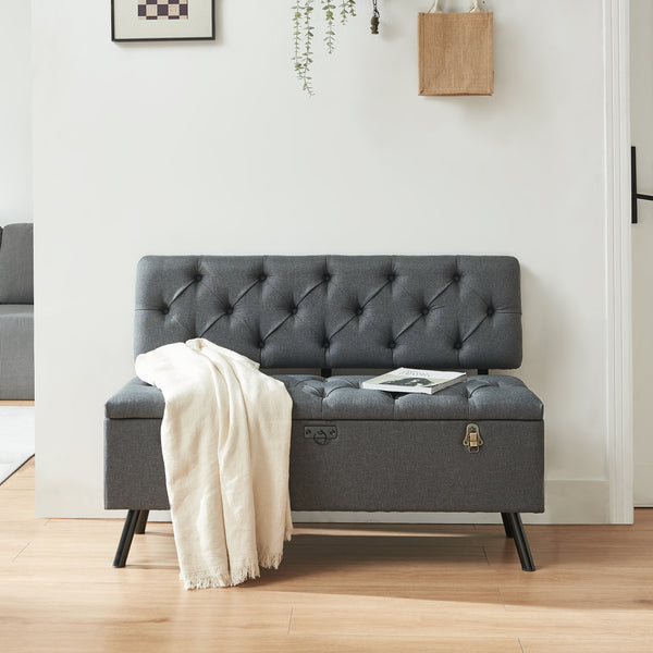 Cassapanca Malmöhus Imbottita Trapuntata - Grigio scuro [en.casa]