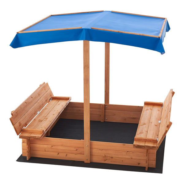 Sabbiera Kellenhusen in Legno con Panchine Integrate e Tettuccio Parasole - Sabbiera Chiudibile [en.casa]